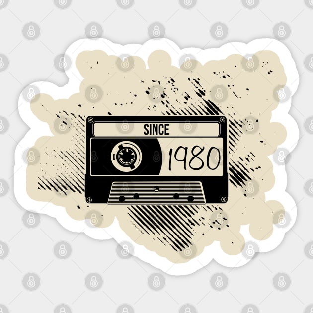 1980s Vintage, 80s Black Cassette Sticker by Degiab